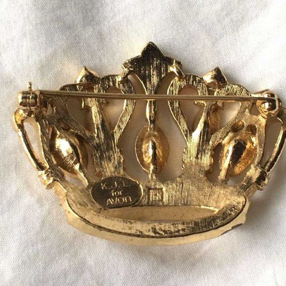 Vintage Kenneth Jay Lane Avon Gold Brooch Crown - image 10