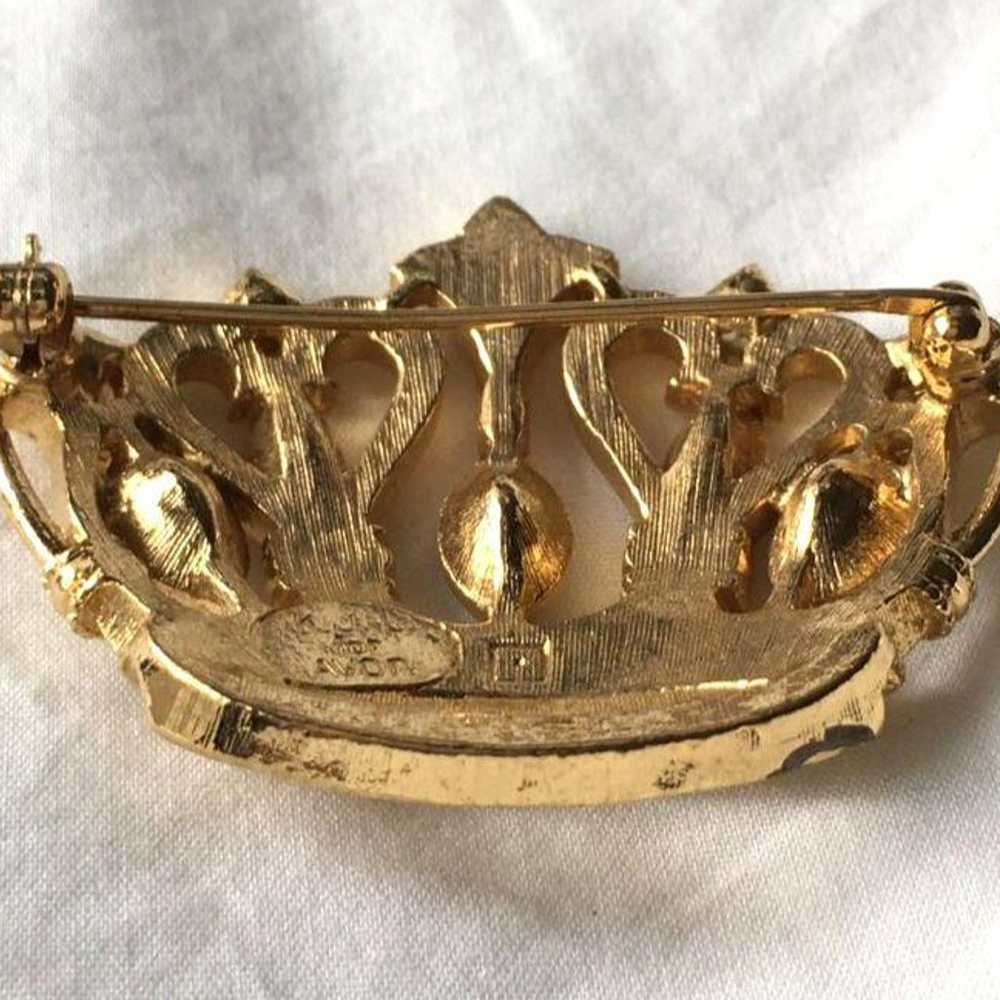 Vintage Kenneth Jay Lane Avon Gold Brooch Crown - image 11