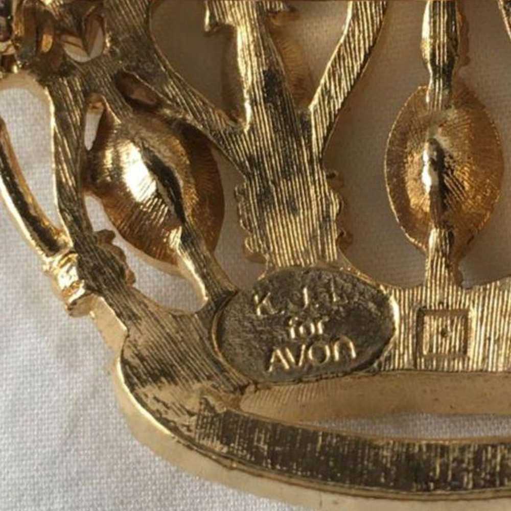 Vintage Kenneth Jay Lane Avon Gold Brooch Crown - image 12