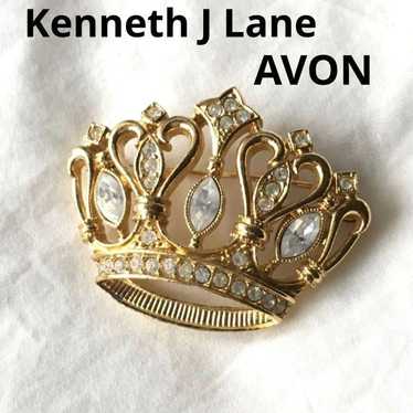 Vintage Kenneth Jay Lane Avon Gold Brooch Crown - image 1