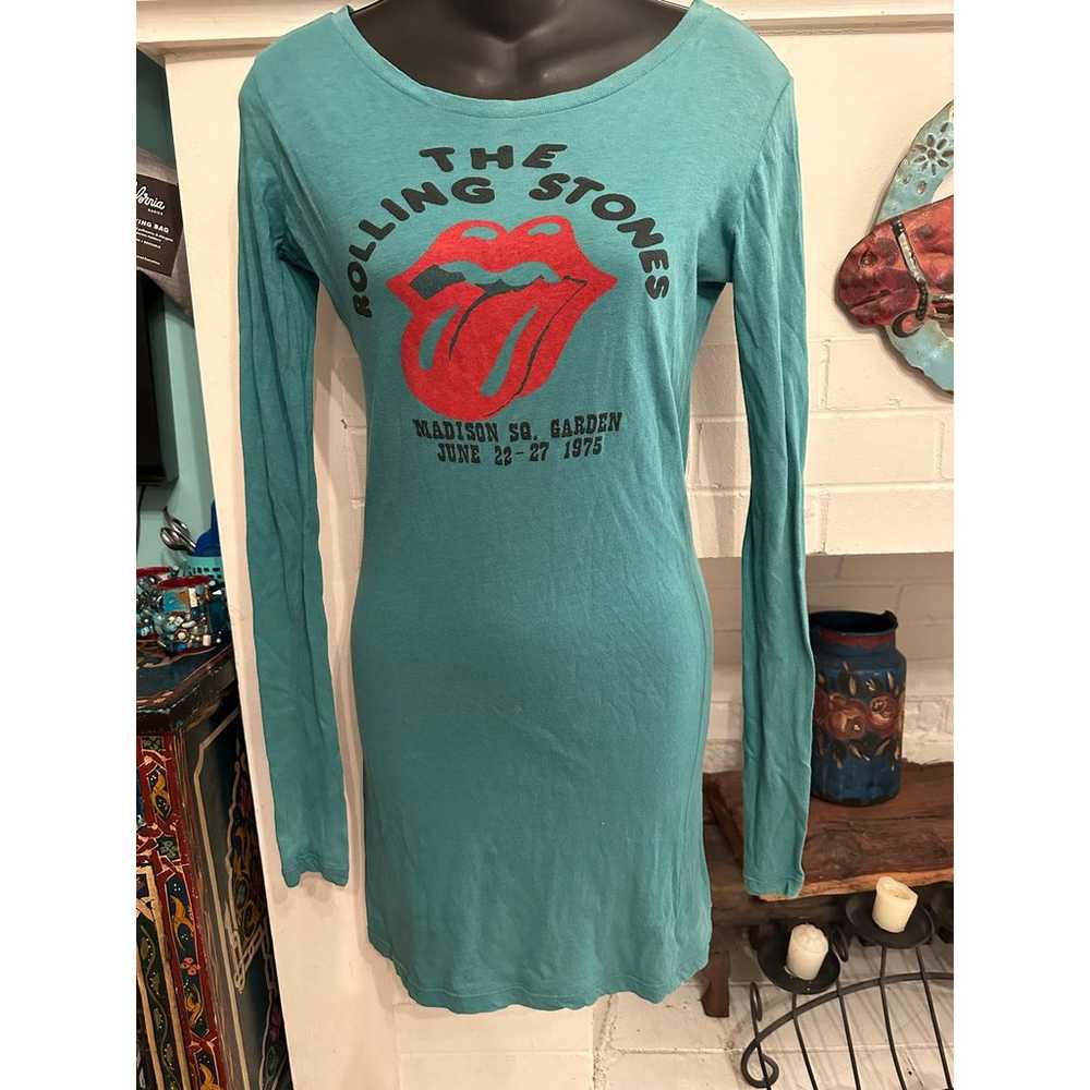 VINTAGE 90's ROLLING STONES TURQUOISE BAND CONCER… - image 1