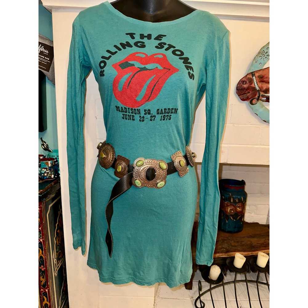 VINTAGE 90's ROLLING STONES TURQUOISE BAND CONCER… - image 2