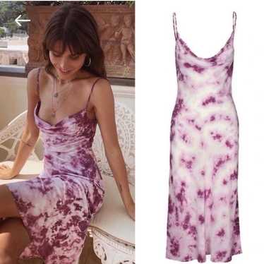 NWT Anthropologie Deep-V Midi Dress deals M $180 Cross Open Back Blue Purple Tie Dye