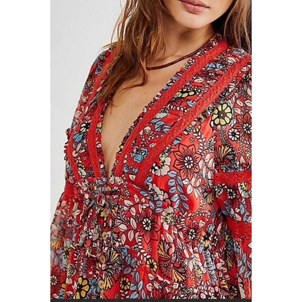 Free People Cassis Printed Chiffon Floral Maxi Dr… - image 3