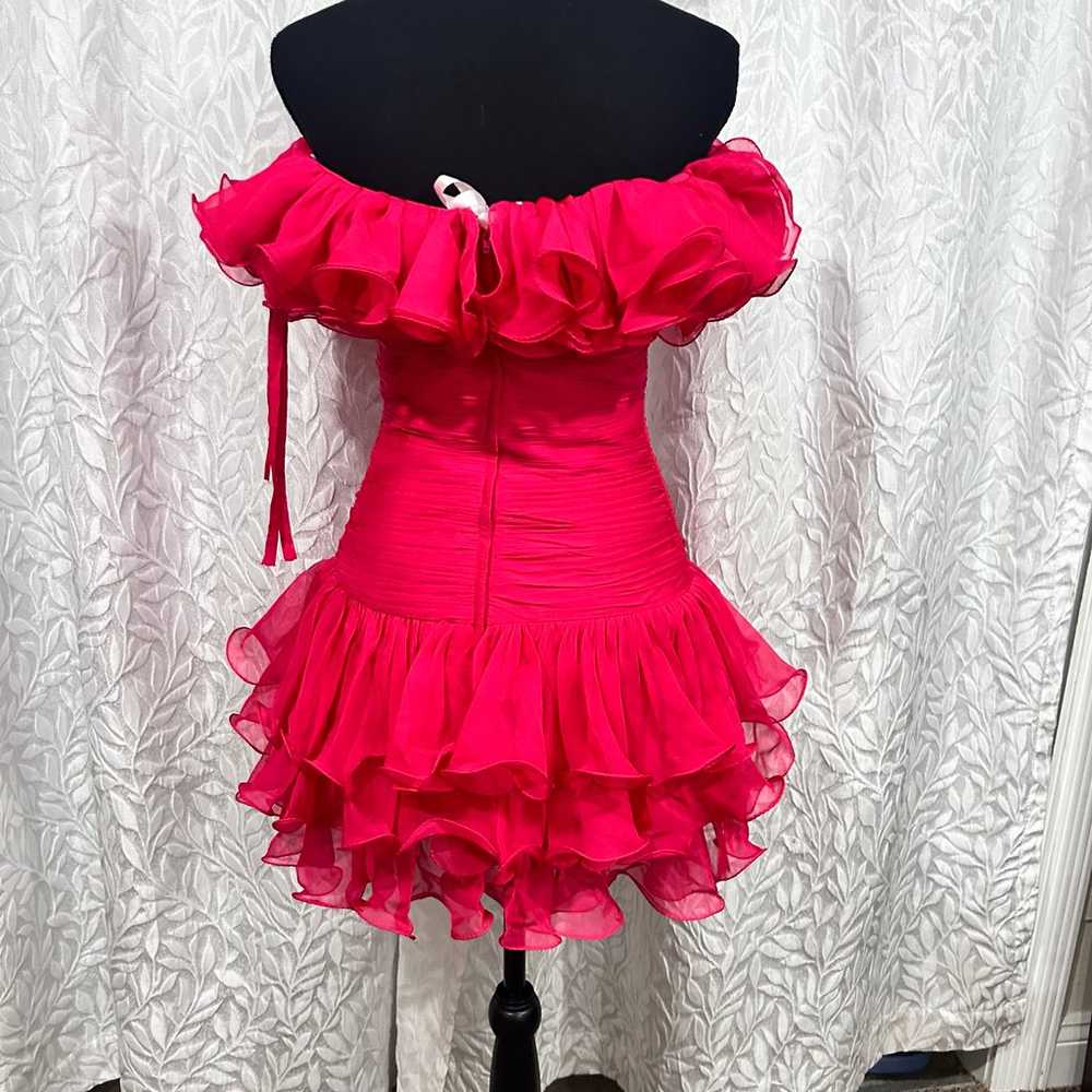 Pink Sherri hill of the shoulder ruffle dress - image 3