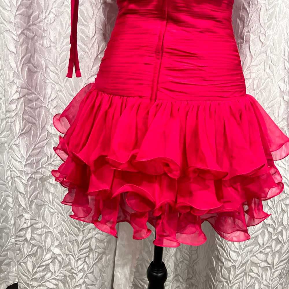 Pink Sherri hill of the shoulder ruffle dress - image 4