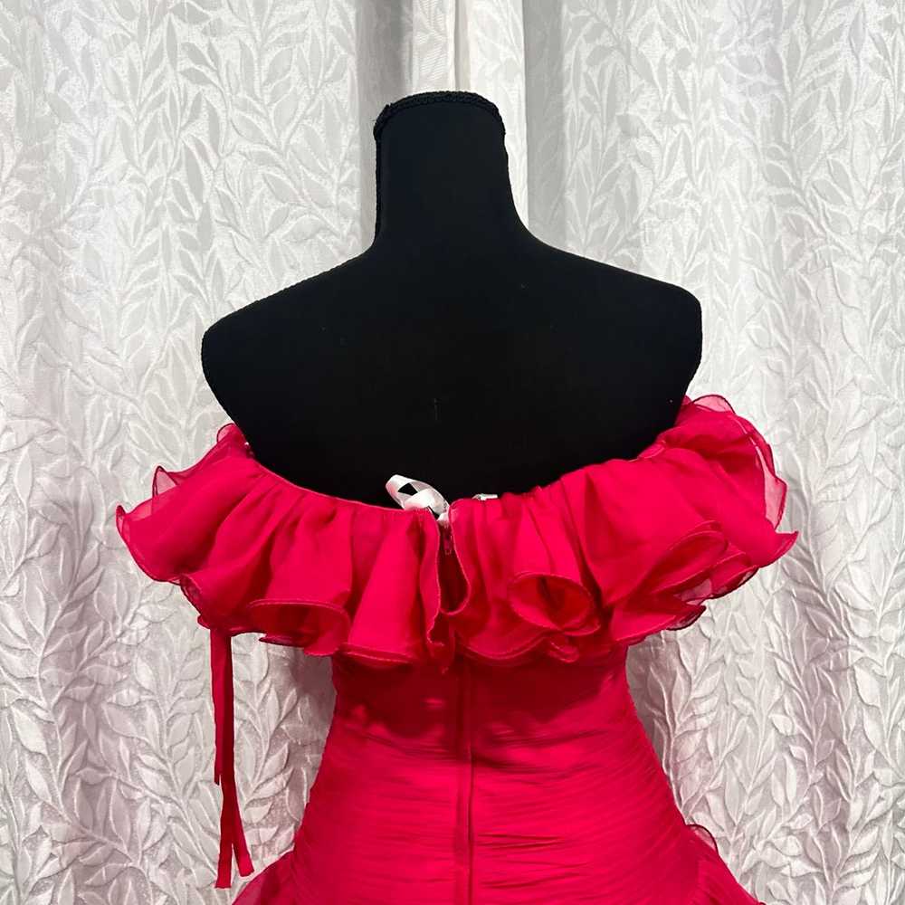 Pink Sherri hill of the shoulder ruffle dress - image 5