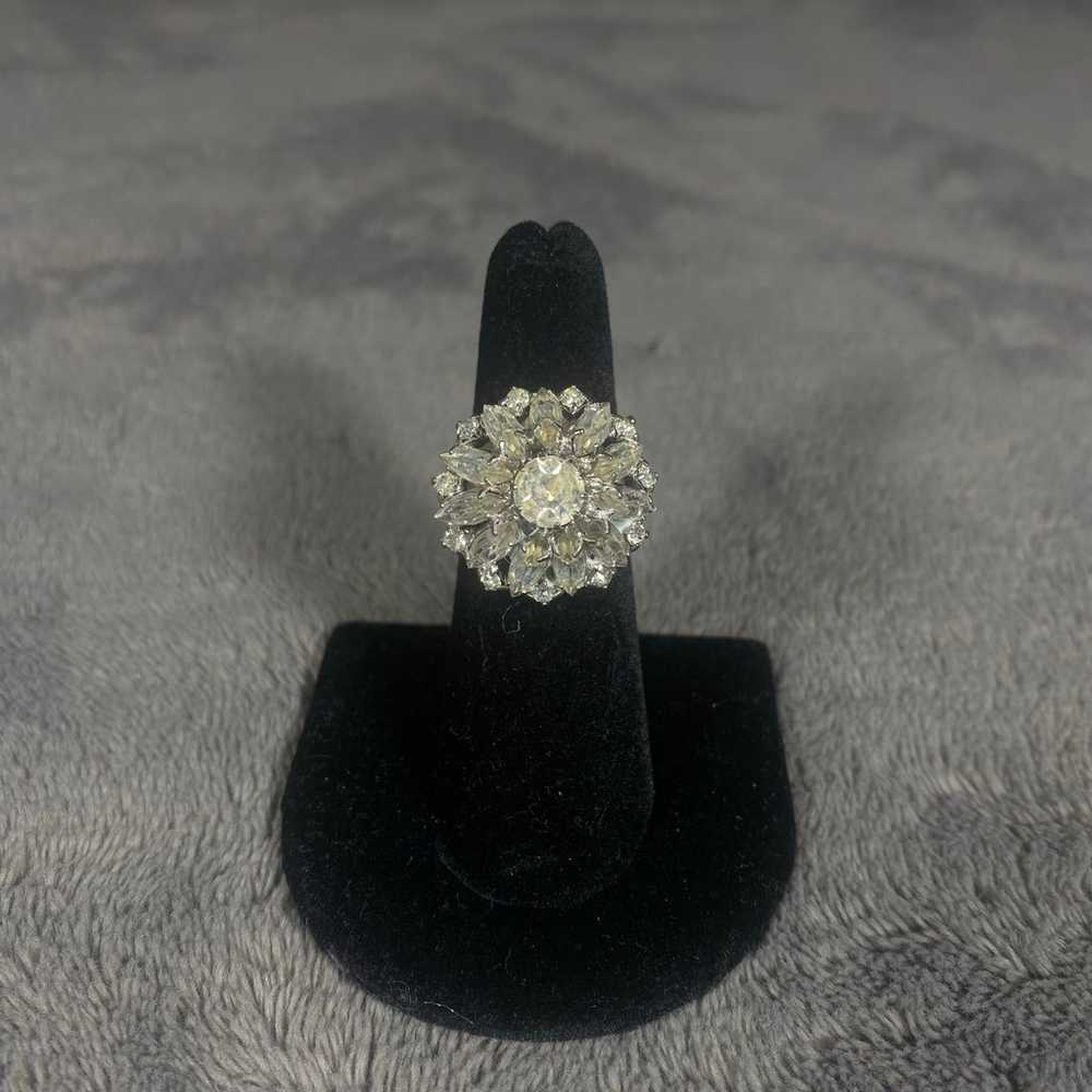 Vintage Rhinestone adjustable ring - image 1