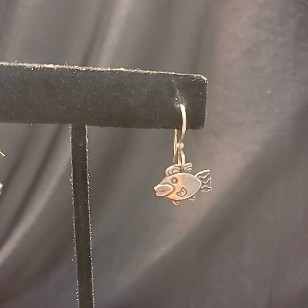 Sterling Silver 925 Earrings Fish JB Gator Pierce… - image 5