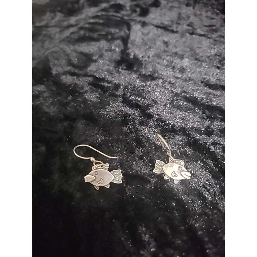 Sterling Silver 925 Earrings Fish JB Gator Pierce… - image 9