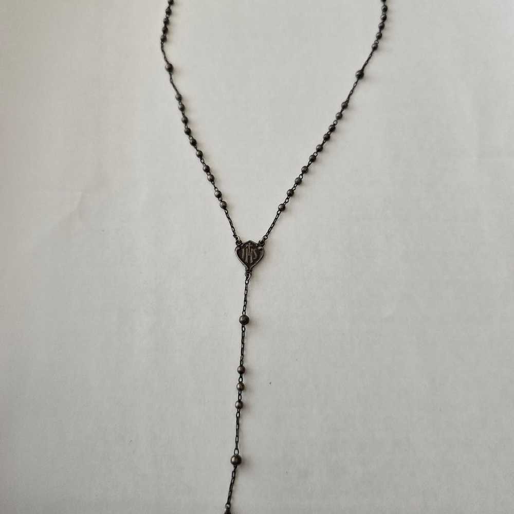 Vintage Sterling Silver Rosary necklace 16" - image 1