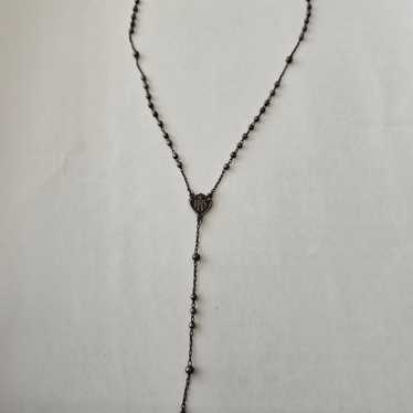 Vintage Sterling Silver Rosary necklace 16" - image 1