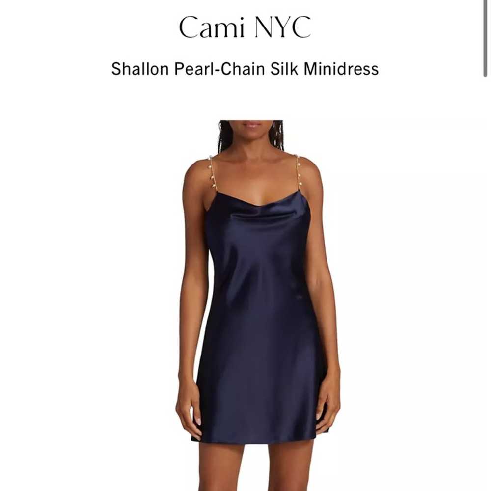 Cami NYC shallon pearl chain mini dress navy - image 2