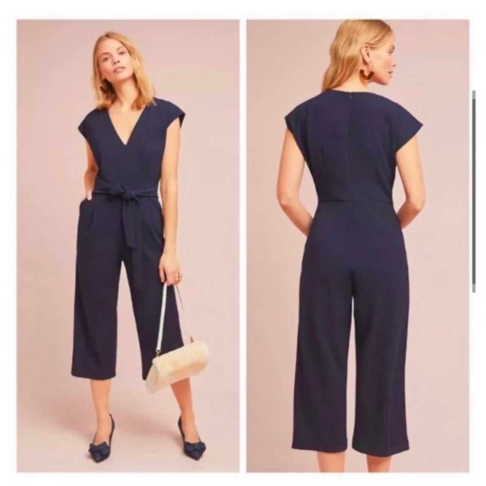 ANTHROPOLOGIE BLACK TIE FRONT JUMPSUIT SMALL - image 4