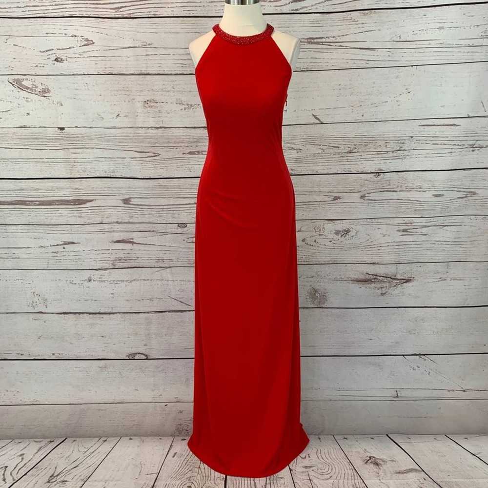 JS Boutique red long beaded high neck - image 1