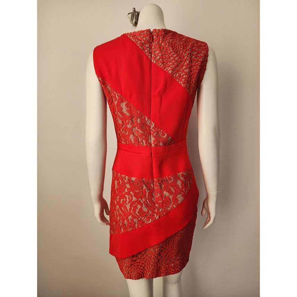 BCBGMaxazria Dalia red tan lace sheath dress 6 - image 3