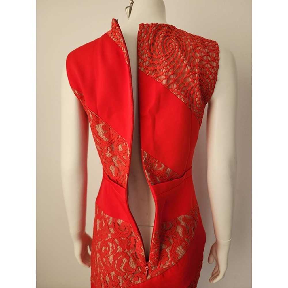 BCBGMaxazria Dalia red tan lace sheath dress 6 - image 8