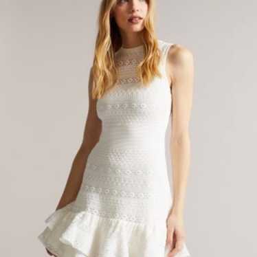 TED BAKER MALEKO LACE STITCH DRESS, WHITE, size:1… - image 1