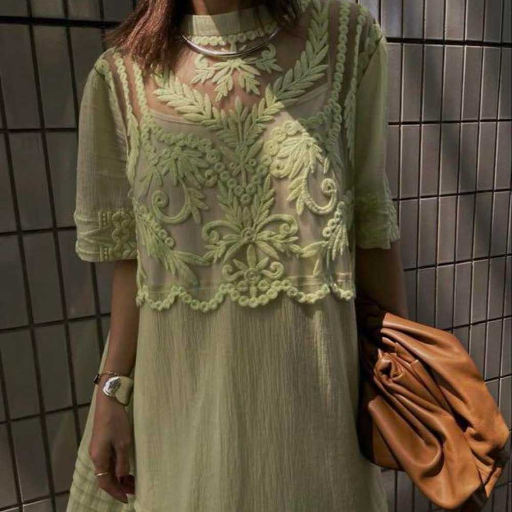 Ameri Vintage EMBROIDERY SHEER COTTON DRESS - image 9