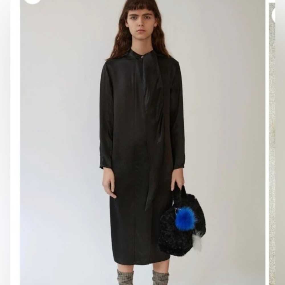 Acne Studios black satin knee length dress size 34 - image 1