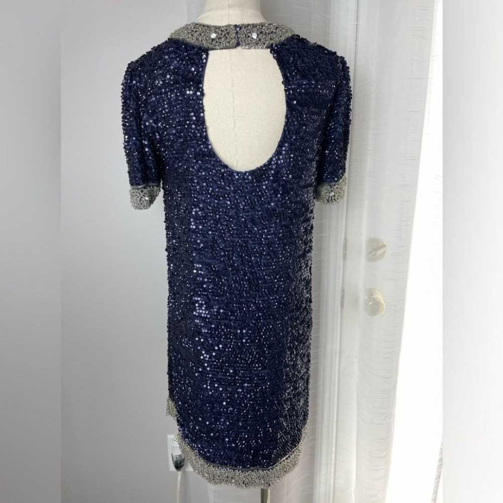 Candela NYC Blue & Silver Beaded Sequined Mini Sh… - image 2