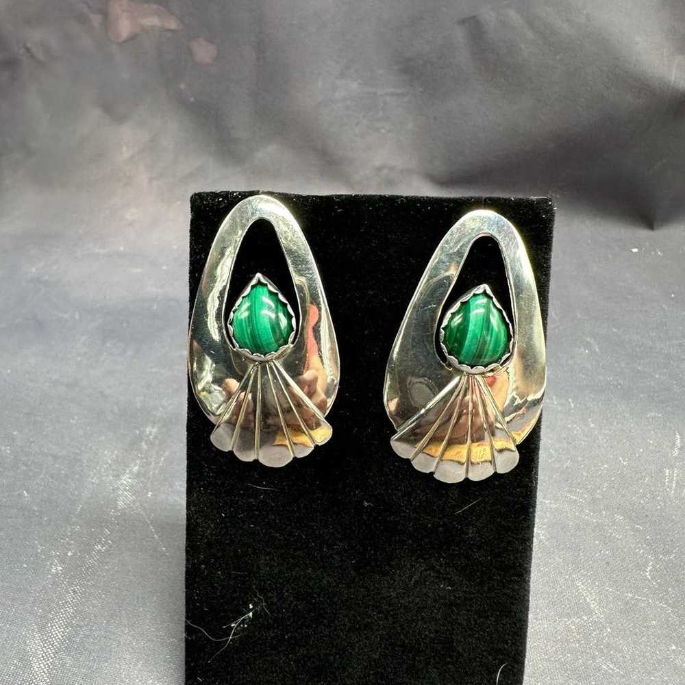 Vintage Artisan NN Sterling Silver Malachite Nava… - image 2