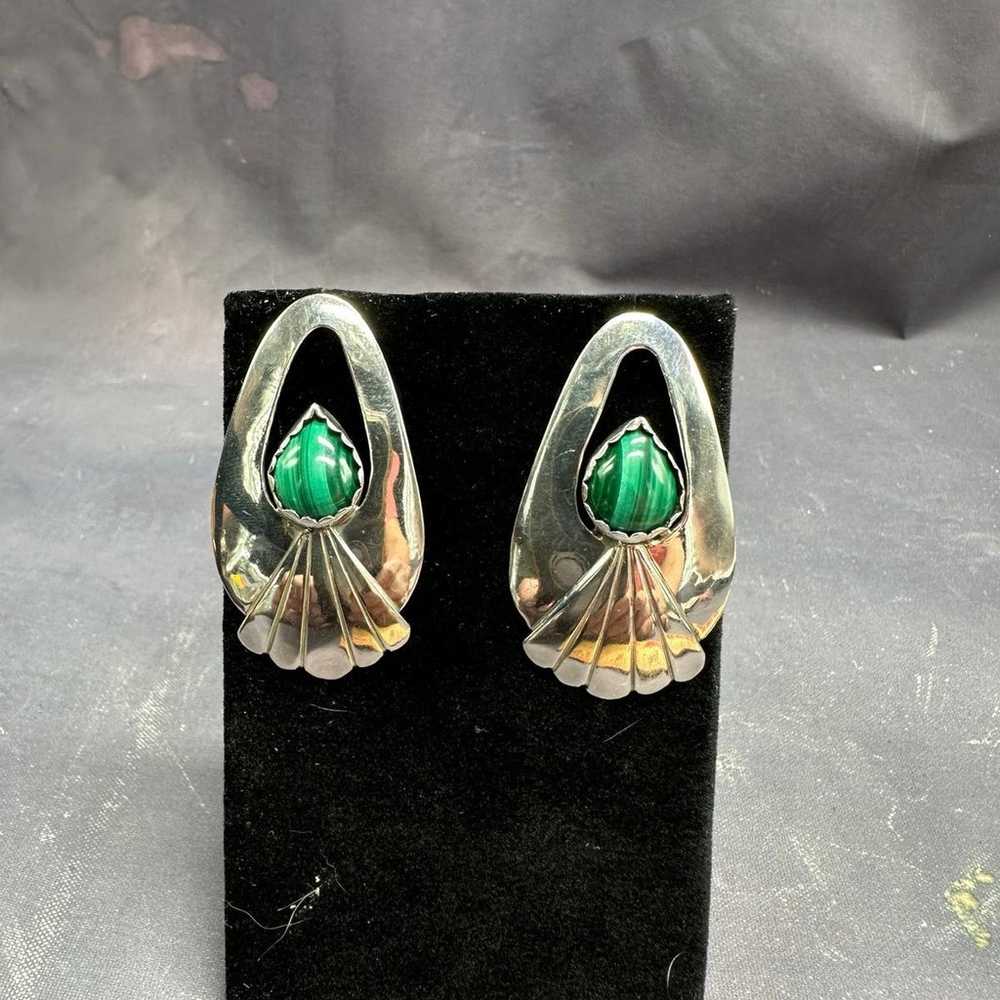 Vintage Artisan NN Sterling Silver Malachite Nava… - image 3