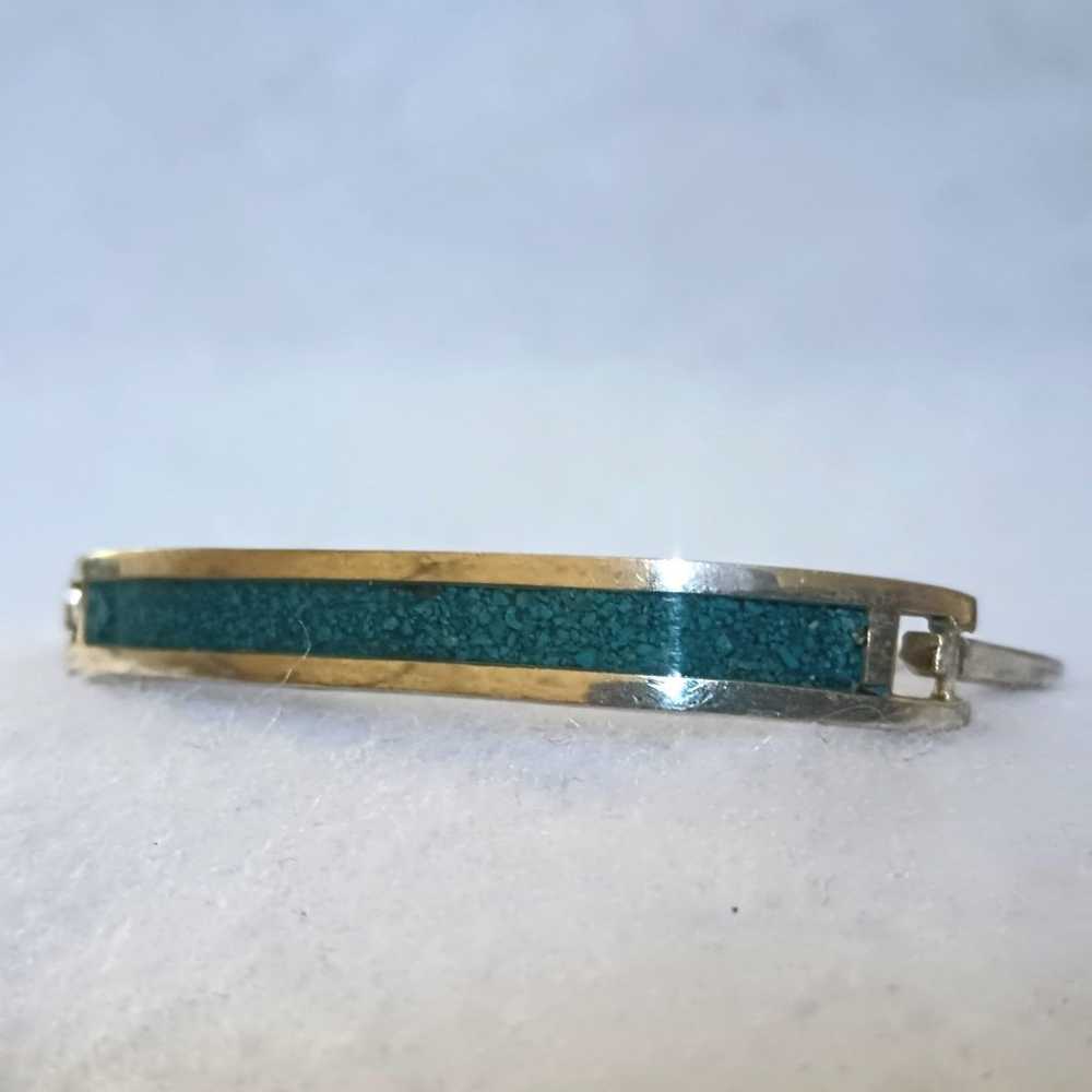 Vintage Brracelet Sterling Silver Turquoise Inlay… - image 2