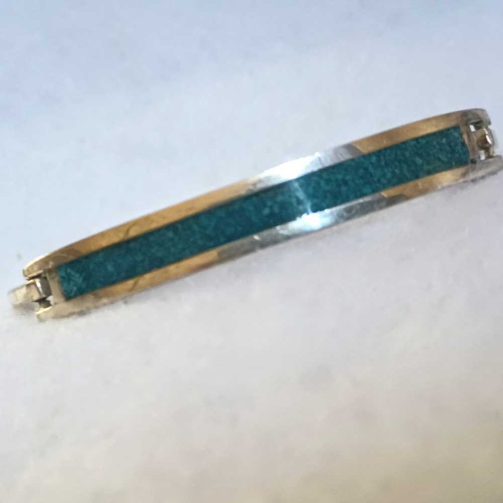 Vintage Brracelet Sterling Silver Turquoise Inlay… - image 3