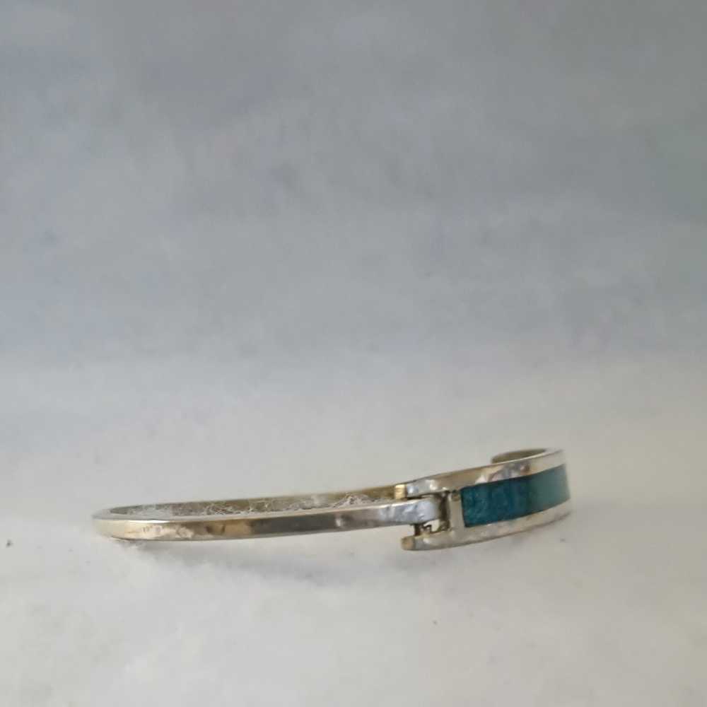 Vintage Brracelet Sterling Silver Turquoise Inlay… - image 4