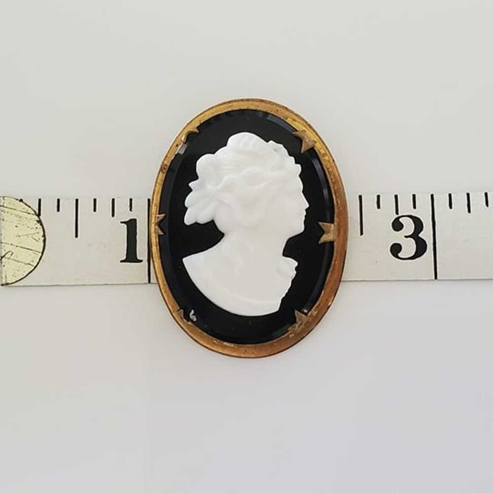 Vintage Gold Plated Black and White Stone Cameo B… - image 5