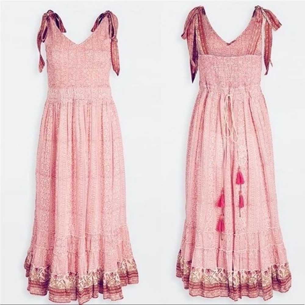 Bell by Alicia Bell Pink Smocked Tie Midi Dress S… - image 1