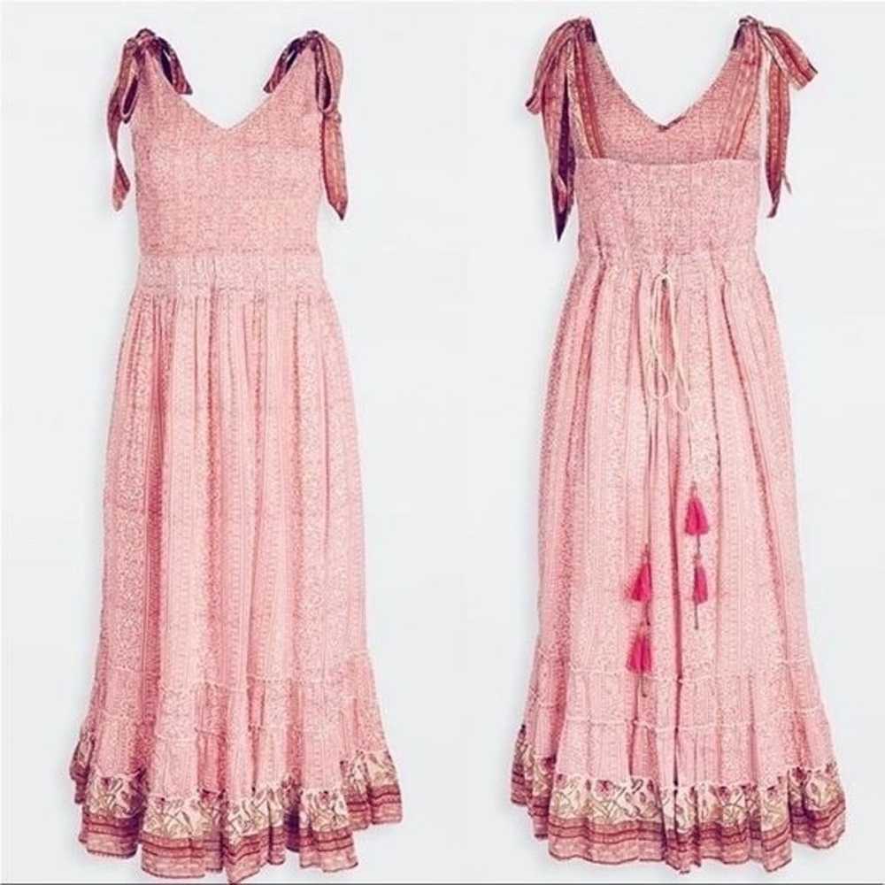 Bell by Alicia Bell Pink Smocked Tie Midi Dress S… - image 1