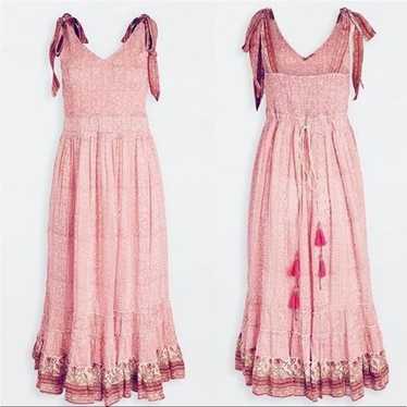 Bell by Alicia Bell Pink Smocked Tie Midi Dress S… - image 1