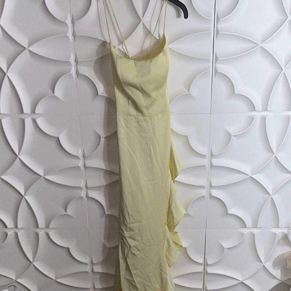 NEW LA FEMME soft yellow ruffle trumpet gown dres… - image 2