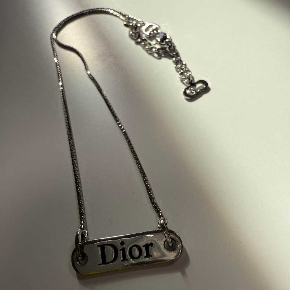 Dior Logo Plate Necklace Silver - image 1