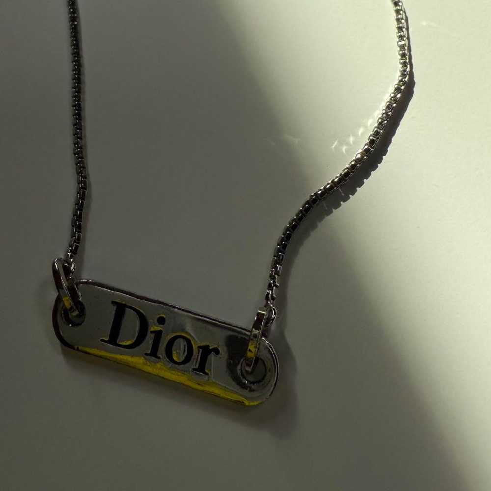 Dior Logo Plate Necklace Silver - image 4