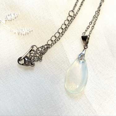 Vintage Necklace Moonstone Natural Stone Silver Pe