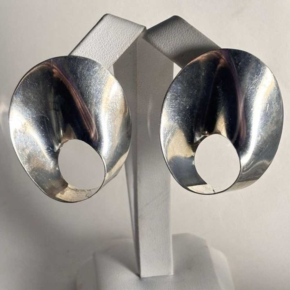 Mexico Modernist Wavy Statement Sterling Silver V… - image 1