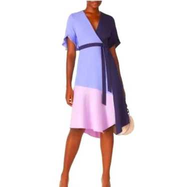 Hutch colorblock wrap dress blue medium