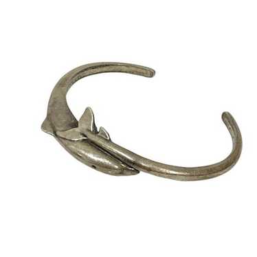 Vintage Sterling Silver Dolphin Bangle Bracelet