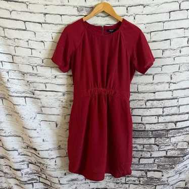 Silk Cinch Waist Red Dress SZ 10 - image 1