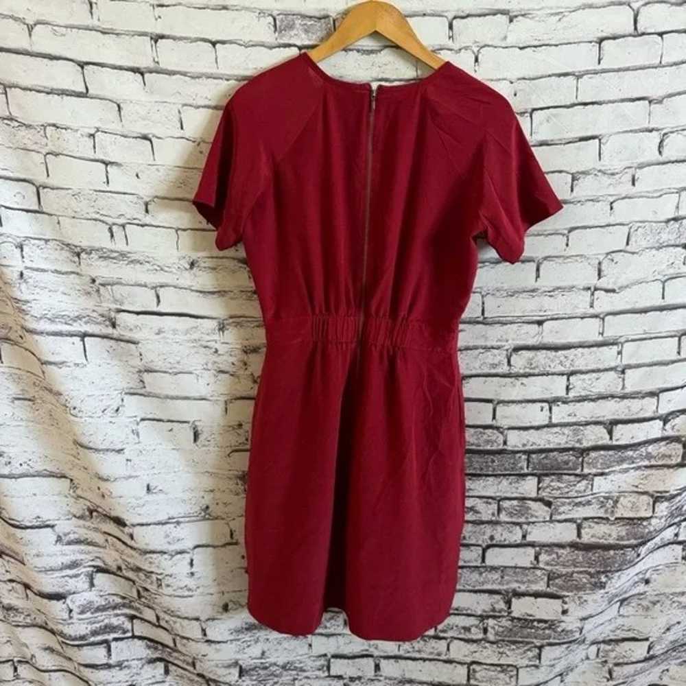 Silk Cinch Waist Red Dress SZ 10 - image 2