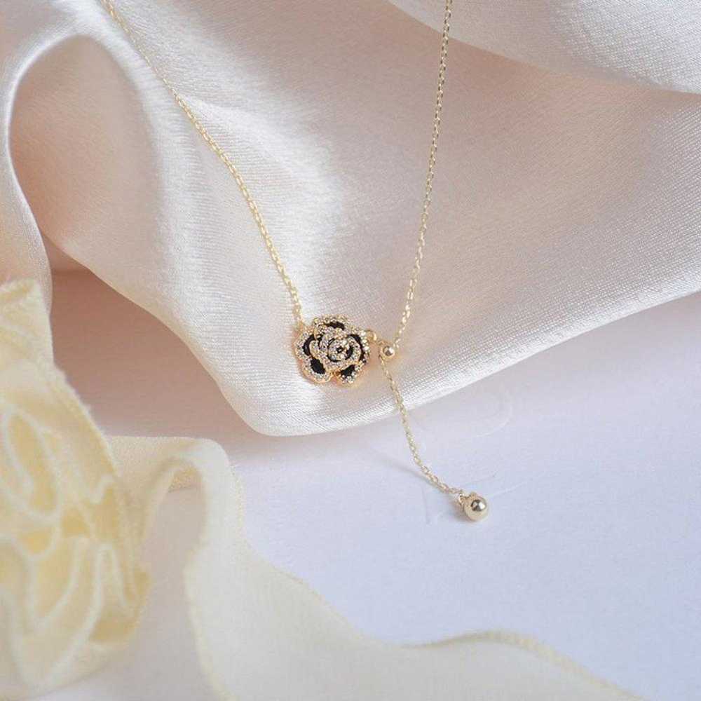 NEW 14K Gold Plated Diamond Camelia Necklace - image 8