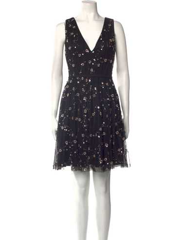 Zac Posen A-Line Dress Black Floral Print Beaded … - image 1