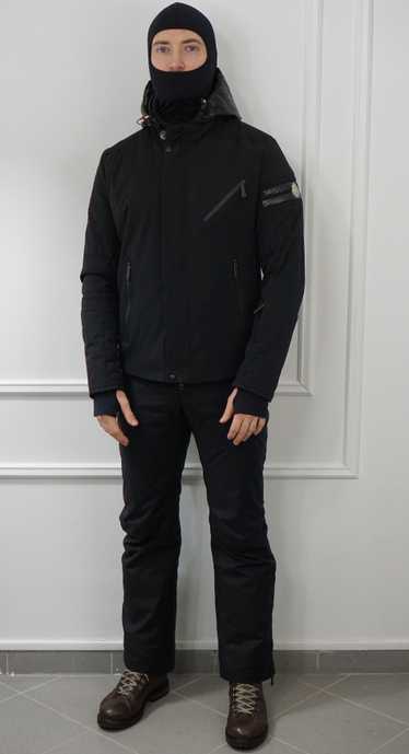 Moncler Men Ski Suit Jacket And Trousers Black Hoo