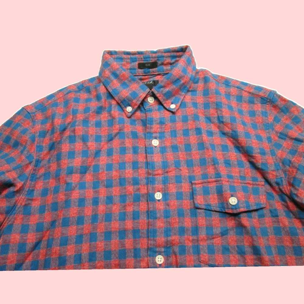 J.Crew Red and Blue Checkered Pattern Slim Fit Lo… - image 2