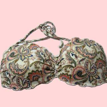 H&M Ivory Multi Color Paisley Print Wireless Line… - image 1