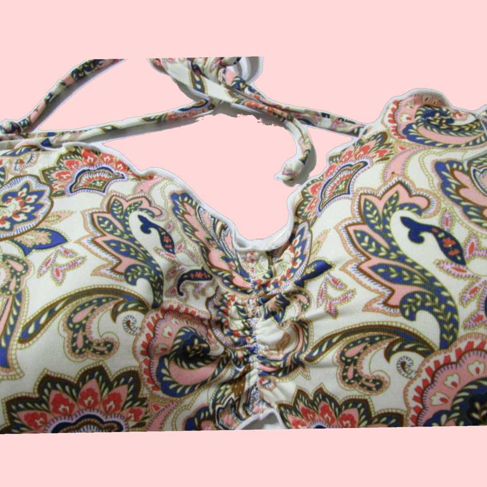 H&M Ivory Multi Color Paisley Print Wireless Line… - image 3