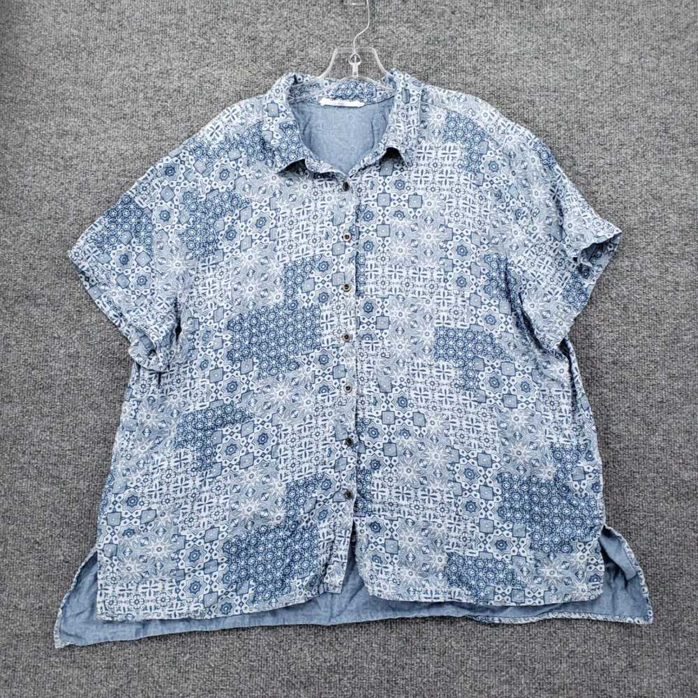 Vintage Plus Size Women's Blue Geometric Pattern … - image 1